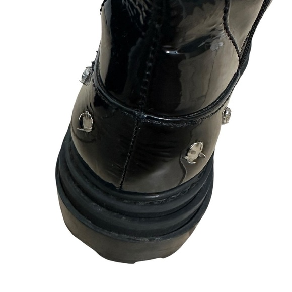 Schutz Combat Boots Rhinestone Black Lace Up Grunge Punk Leather Size 6.5 B - Picture 8 of 10